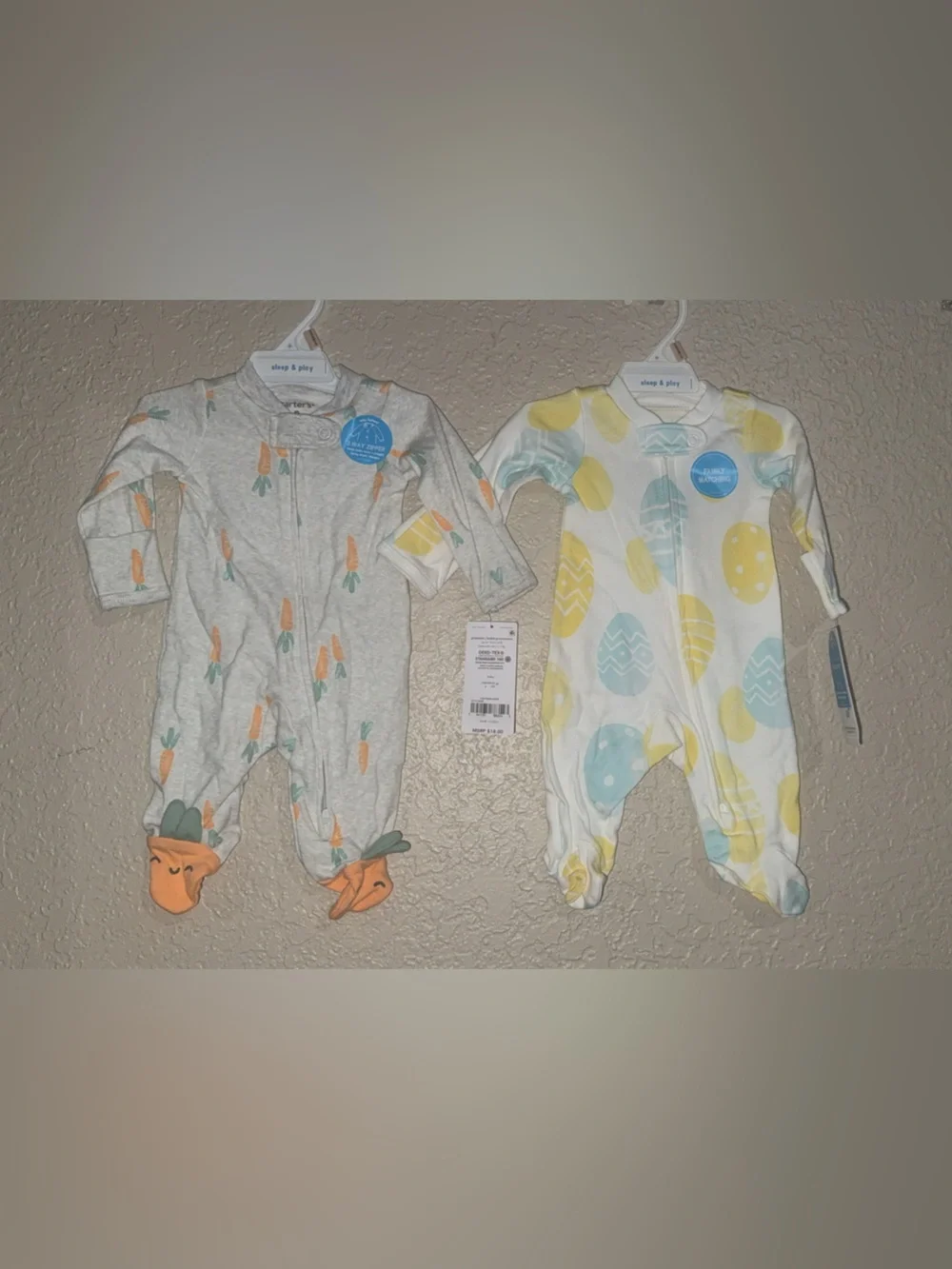 Carter's Gray Footed One-Piece with Orange Carrot Print